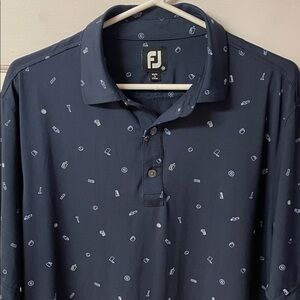 Footjoy navy all over golf item print polo shirt men’s size medium